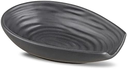 Hasense Spoon Rest for Kitchen Countertop and Stove Top, Stable Heat-resistant Spoon Holder for Home Kitchen Coffee Bar Cooking, Matte Black Utensil Rest for Spatula Ladles Tongs, 1 PC