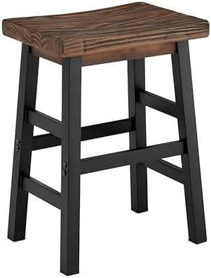 Alaterre Furniture Pomona Solid Wood Bar Stool, Rustic Brown/Black, 26”