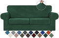 WEERRW Velvet Stretch 3 Pieces Couch Cover for Sofa Washable, Emerald Green