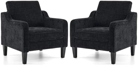 VINGLI Accent Chairs Set of 2, Chenille Upholstered Armchair Living Room