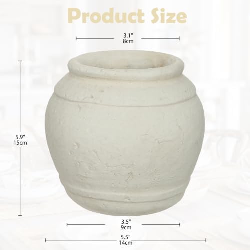 Briful Rustic Ceramic Farmhouse Vase, 5.9" Vintage Textured Pottery Jar