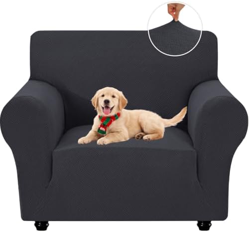 XINEAGE Stretch Armchair Slipcover, Non-Slip Pet Couch Cover,Dark Gray