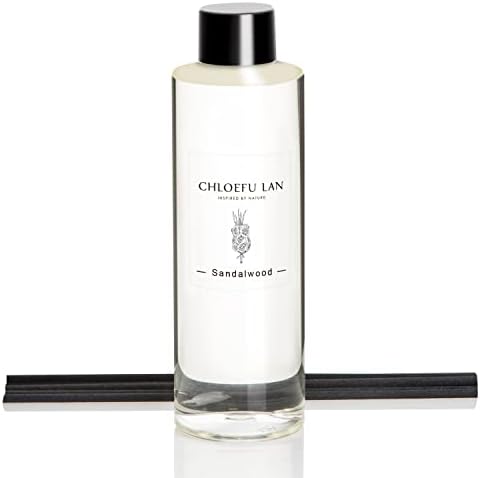 Chloefu LAN Sandalwood Essential Oil Scented Diffuser Oil 200ml/6.76 fl oz for Home, Scented Oils Diffuser Refill, Diffuser Sticks, Bathroom Diffuser, Best for Aromatherapy, SPA and Home, 0% Alcohol