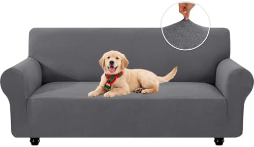 XINEAGE Stretch 3 Seater Slipcover, Non-Slip Pet Couch Cover,Light Gray