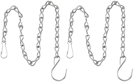 2 Pack Hanging Chain for Bird Feeders, Planters, Lanterns and Ornaments (9.5 Inch, Silver)