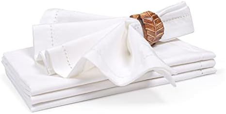 Ramanta Home White Linen Cloth Napkins Set of 4, 20x20 Inches