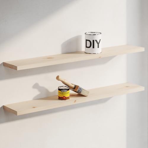 Homeforia 60 Inch DIY Floating Shelves, High-End Solid Pine Wood, Set of 2