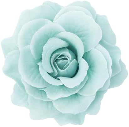 Magnetic Curtain Tiebacks, Rose Flower Tie Backs Rope for Curtains, Elegant 2 Pack Decorative Holdbacks Holders, Home Decor Thin or Sheer Window Drapries Bed Canopy (Sky Blue)