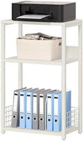 LELELINKY White Side Table,Small Printer Stand with Storage Shelf,3 Tier Industrial Bedside Tables,Vinyl Record Player Stand,Modern Sofa Night Stands for Living Room Bedroom Office Small Spaces