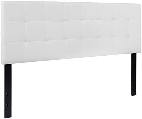 EMMA + OLIVER White Queen Quilted Tufted Headboard
