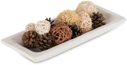 Hanobe Wood Decorative Bowl for Coffee Table Entryway Decor, Rustic White