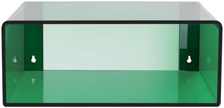 Acrylic Wall-Mounted Nightstand Floating Wall Nightstand Bedside Table Floating Side Table Wall Mounted Clear Shelf for Bedroom Bathroom (Green)