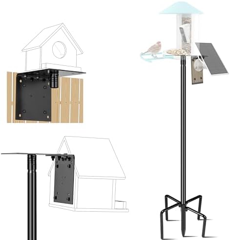 Ottsuls Bird Feeder Pole, 109 Inch Heavy Duty Bird House Pole Kit for Outdoors, with 5-Prong Base Feeding Station for Wild Birds Watching, Adjustable Feeder Stand (House Not Included)