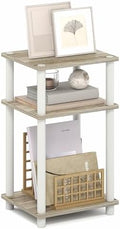 Furinno Turn-N-Tube 3-Tier Toolless Side Table, Compact, Light Oak