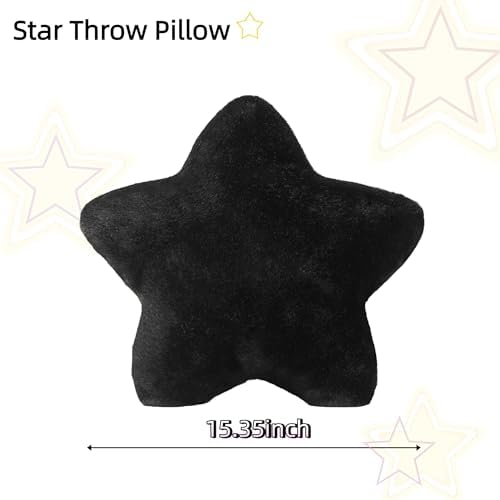 2PCS Star Pillow Set,15.35“ Cute Black Decorative Throw Pillows for Bed