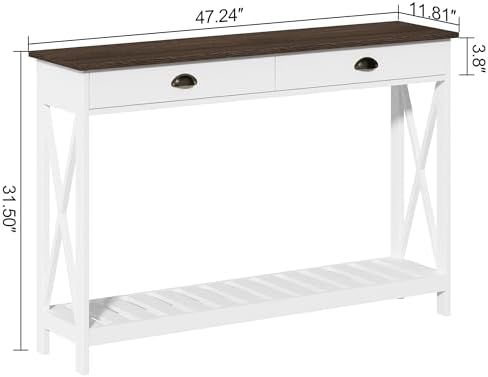 ChooChoo Console Table with Drawer for Entryway with Stable X Supports