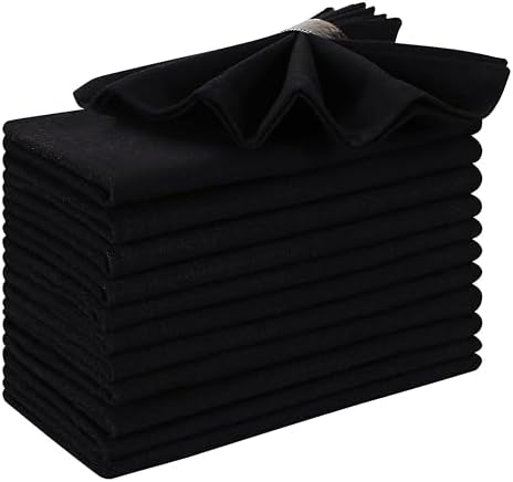 Ramanta Home Black Cotton Dinner Napkins Set of 12, 18x18 Inch