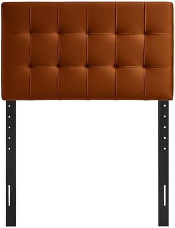 Modway Lily Twin Size Stain-Resistant Performance Velvet Headboard in Rust - Velvet Upholstery with Button Tufting and 4 Adjustable Height Positions