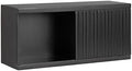 Kate and Laurel Furrow Modern Wooden Sliding Ribbed Door Wall Cabinet; 30 x 10 x 14; Black; Decorative Storage Cabinet with Sliding Door for Use as Floating Nightstand or Floating TV Shelf