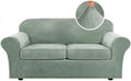 H.VERSAILTEX Real Velvet Plush 3 Piece Stretch Sofa Covers Couch Covers for 2 Cushion Couch Sofa Slipcovers Width Up to 90 Inch Thick Soft Stay in Place (Large Sofa, Sea Grass)