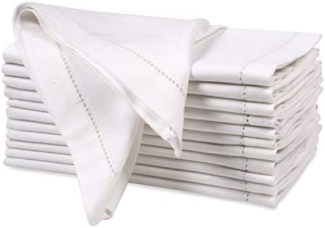 Ramanta Home Flax Linen Cloth Napkins Set of 12 20x20 Inches - White
