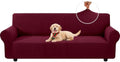 XINEAGE Stretch 4 Seater Slipcover, Non-Slip Pet Couch Cover,Wine Red