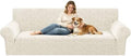 ZNSAYOTX Stretch Couch Cover, 1 Piece Oversized Sofa Covers for 3 Cushion Couch, Jacquard Sofa Slipcovers with Elastic Bottom Thickened Furniture Protector for Dog Cat Pet (X-Large, Beige)