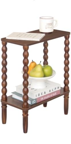 Fultyle Small Narrow Side Table, Skinny End Table with Storage, Nightstand