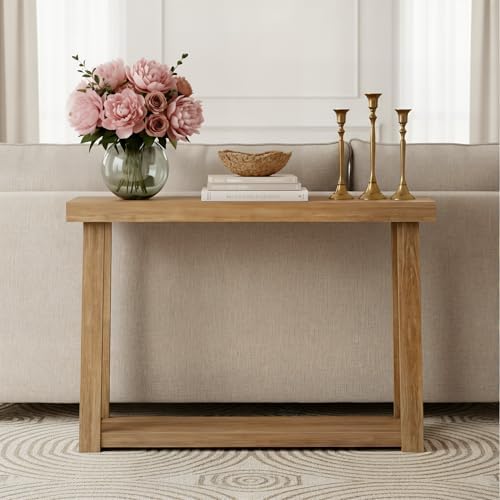 Plank+Beam Classic Console Table, with Shelf, 36 Inch, Pecan