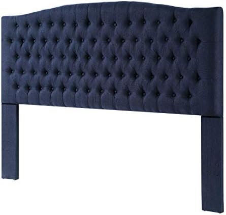 24KF Upholstered Tufted Button Linen Fabric Headboard,Comfortable Fashional Headboard King/CA King Size,Navy Blue