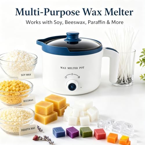 Ksedcon Electric Wax Melting Pot for Candle Making with Thermometer, Wicks