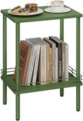 DGSANDGO Modern Small Side Table with Storage, 2-Tier Green End Table