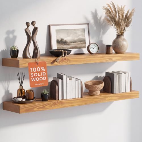 Homeforia 36 Inch Floating Shelves, High-End Solid Pine Wood, Set of 2