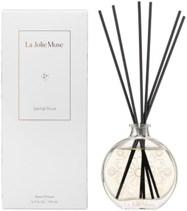 LA JOLIE MUSE Santal Rosé Reed Diffuser, Scented Room Diffuser Set for Home