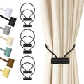 Hion Magnetic Curtain Tiebacks Black 6pcs, Curtain Holdbacks Hooks Holders