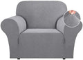Flamingo P High Stretch Sofa Slipcover Non Slip Armchair Cover for Living Room Washable Pet Furniture Protector Covers with Elastic Bottom, Thick Jacquard Fabric (Small, Dove)