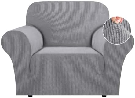 Flamingo P High Stretch Sofa Slipcover Non Slip Armchair Cover for Living Room Washable Pet Furniture Protector Covers with Elastic Bottom, Thick Jacquard Fabric (Small, Dove)