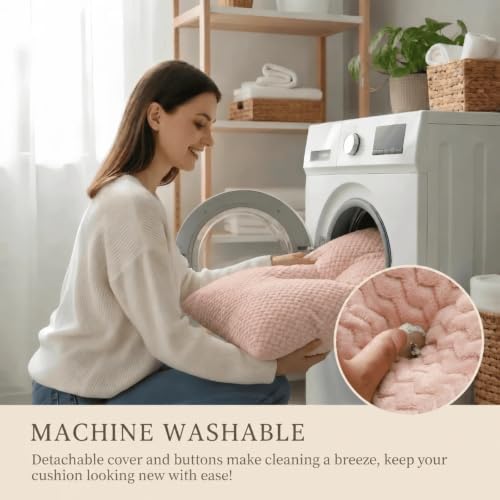 Headboard Pillow Twin Size, Reading Pillow for Bed, Wave Pattern Wedge Pillow, Tufted Backrest Support, Headboard Substitute, Pink