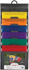 Samsill Cascading Wall File Organizer, Classrom Organization and Storage, 6 Removable Poly Hanging File Folders, Command Center Wall Organizer, Gray with Assorted Color Folders