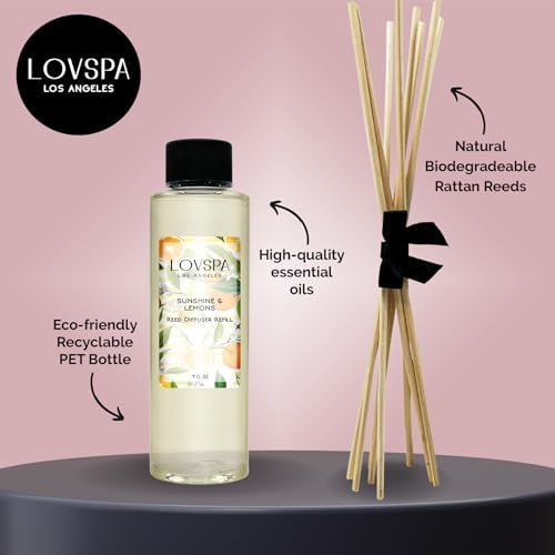 Sunshine & Lemons Diffuser Oil - Luxury Essential Oils for Diffuser Refill & Air Freshener Room Spray - Long-Lasting & Natural Home Fragrance, Scented Oil for Diffusers, USA Made, 4oz