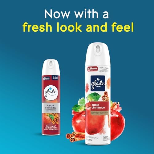 Glade Air Freshener Room Spray, Apple Cinnamon Scent, Odor Fighting to Deliver Long Lasting Freshness, 7.3 Oz, 6 Count