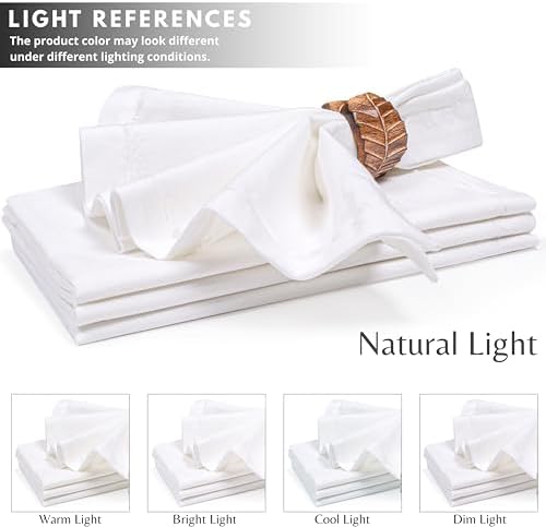Ramanta Home White Linen Flax Cloth Napkins Set of 4, 18x18 Inches