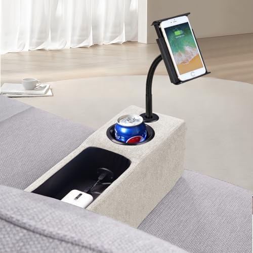 Multifunctional Sofa Armrest, Couch Armrest with Wireless Charge Stand, Removable Couch Caddy with Storage,Including LED Reading Light