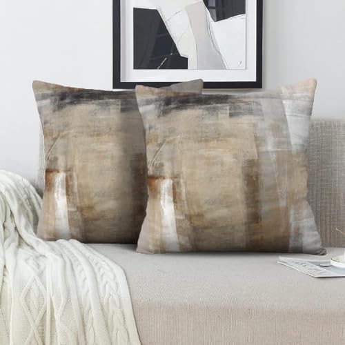 Throw Pillow Covers for Couch, 18x18 Inch, Set of 2, Beige