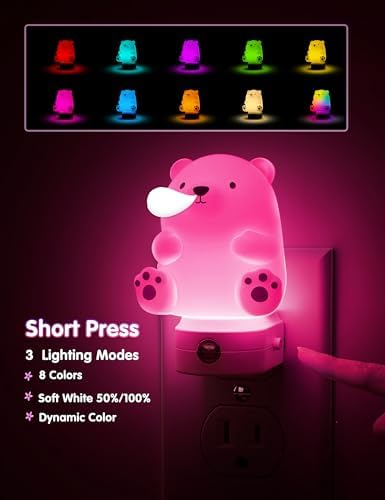 L LOHAS LED Night Light for Kids, 3D Cute Bear Night Light Plug in