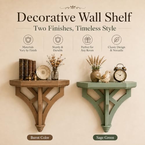 Wall Mounted Decorative Shelf, Vintage Farmhouse Floating Shelf-Sage Green