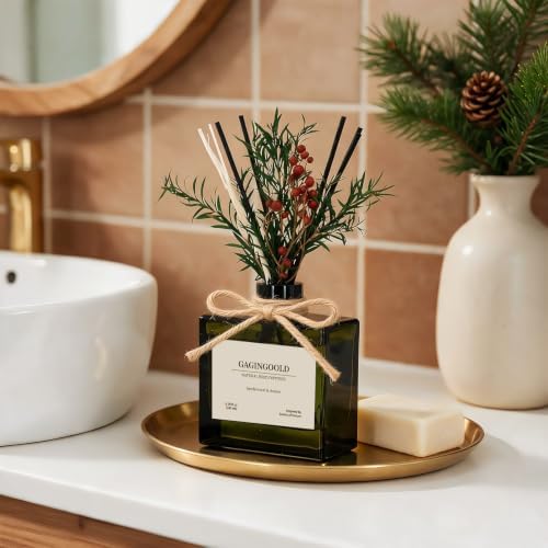 Reed Diffuser, 6.1 oz Amber Woods Scent Diffuser with Sticks & Dried Flowers, 120 Days Long Lasting diffusers for Home, Elegant Fragrance for Bathroom Bedroom Office Decor Air Fresh