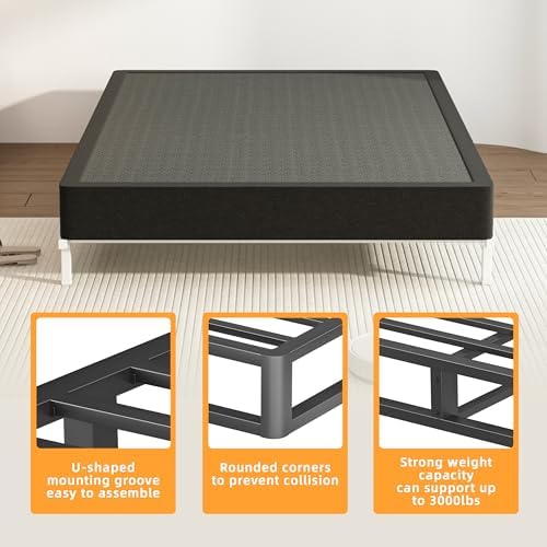 7 Inch King Metal Box Spring with Round Corners, 3000 LBS Heavy Duty