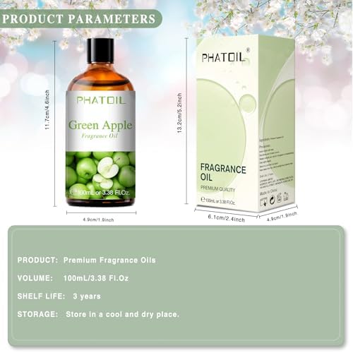 PHATOIL Green Apple Fragrance Oil for Diffuser Aromatherapy 3.38FL.OZ