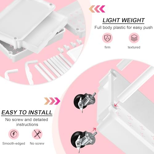 Goovilla 3 Tier Rolling Utility Cart Organizer with Removable Drawer, White